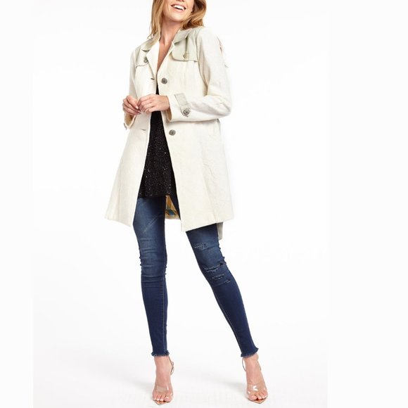 Aratta Jordan B Coat NWT • Large • Lace Long Sleeve Belt Pockets White Fall - Picture 7 of 7